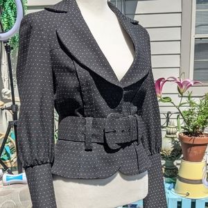 Bebe Peplum Belted Blazer Bishop Sleeve